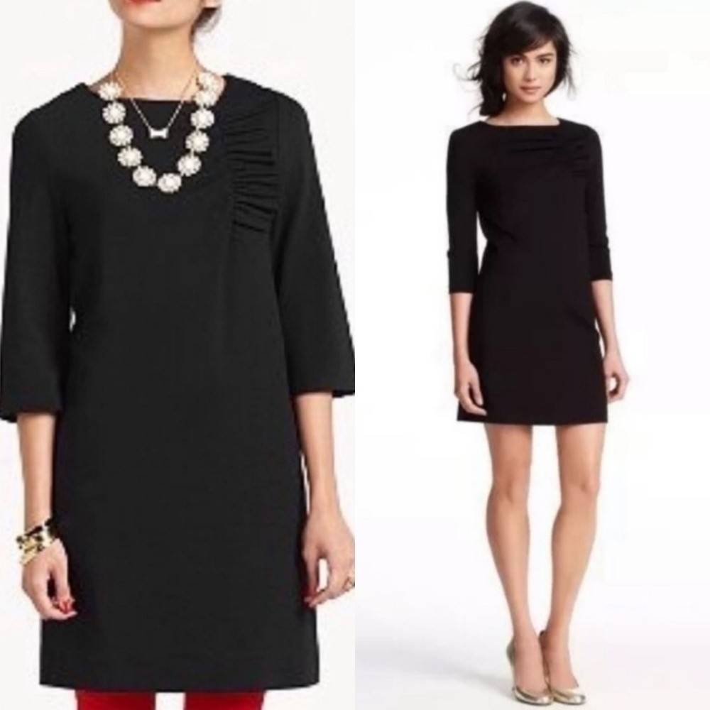KATE SPADE Livia Ponte Black Ruffle Accent ShiftDress -Size 2